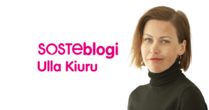 Kasvokuvassa Ulla Kiuru, vieressä lukee hänen nimensä ja sana SOSTEblogi.