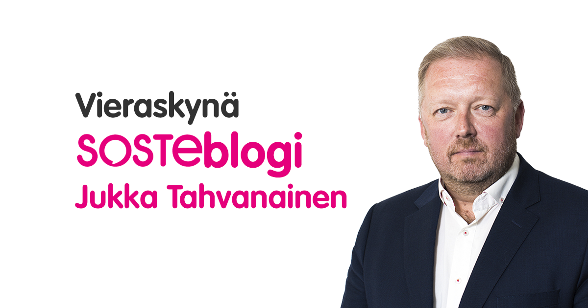 Rintakuvassa Jukka Tahvanainen, vieressä lukee hänen nimensä ja sanat Vieraskynä, SOSTEblogi.