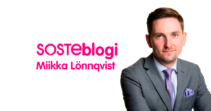 Rintakuvassa Miikka Lönnqvist, vieressä lukee hänen nimensä ja sana SOSTEblogi.