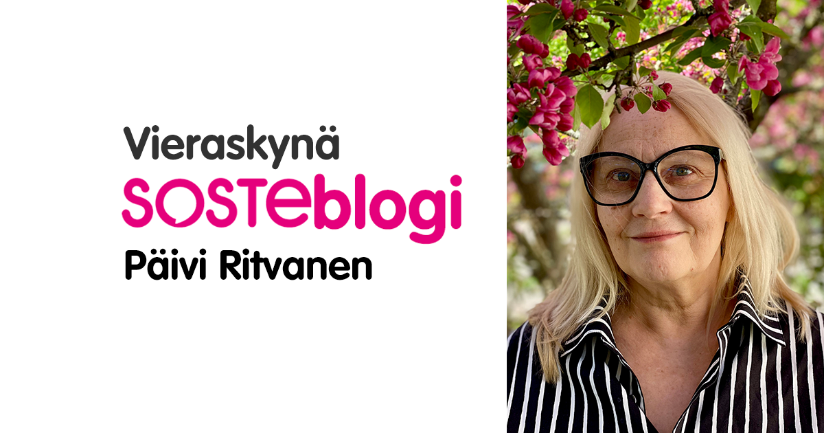 Kasvokuvassa Päivi Ritvanen, vieressä lukee hänen nimensä ja sana SOSTEblogi.