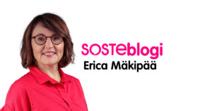 Erica Mäkipää hymyilee, vieressä lukee hänen nimensä ja SOSTEblogi.