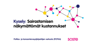 Potilas- ja kansanterveysjärjestöjen verkoston kyselyn mainoskuva, jossa teksti Kysely: Sairastamisen näkymättömät kustannukset sekä SOSTEn ja POTKA-verkoston tunnukset.